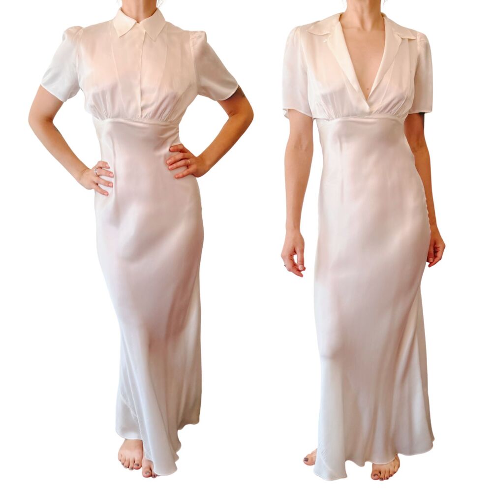 VINTAGE 1930s/40s Laros Quiet Luxury Maxi Slip Dress Bridal Night Gown 32 / XS